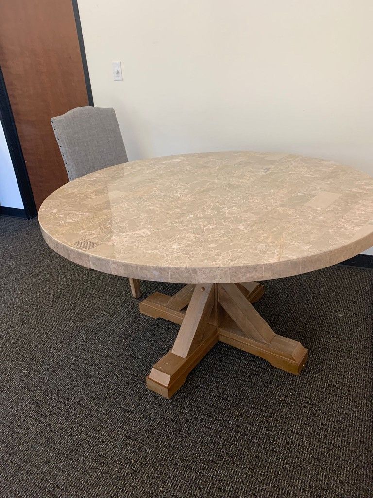 Vesper Brown/Gray Real Marble Round Dining Table by Crown Mark