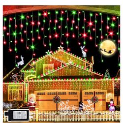 Brandnew 131 FT 1280 LED Christmas Lights Outdoor Decorations Super Long Clear Wire String Lights Plug in 240 Drops 8 Modes Memory Timer Curtain Fairy
