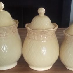 3 Pc Light Yellow Canister Set  By JC Penney Home Collection ISABELLA 