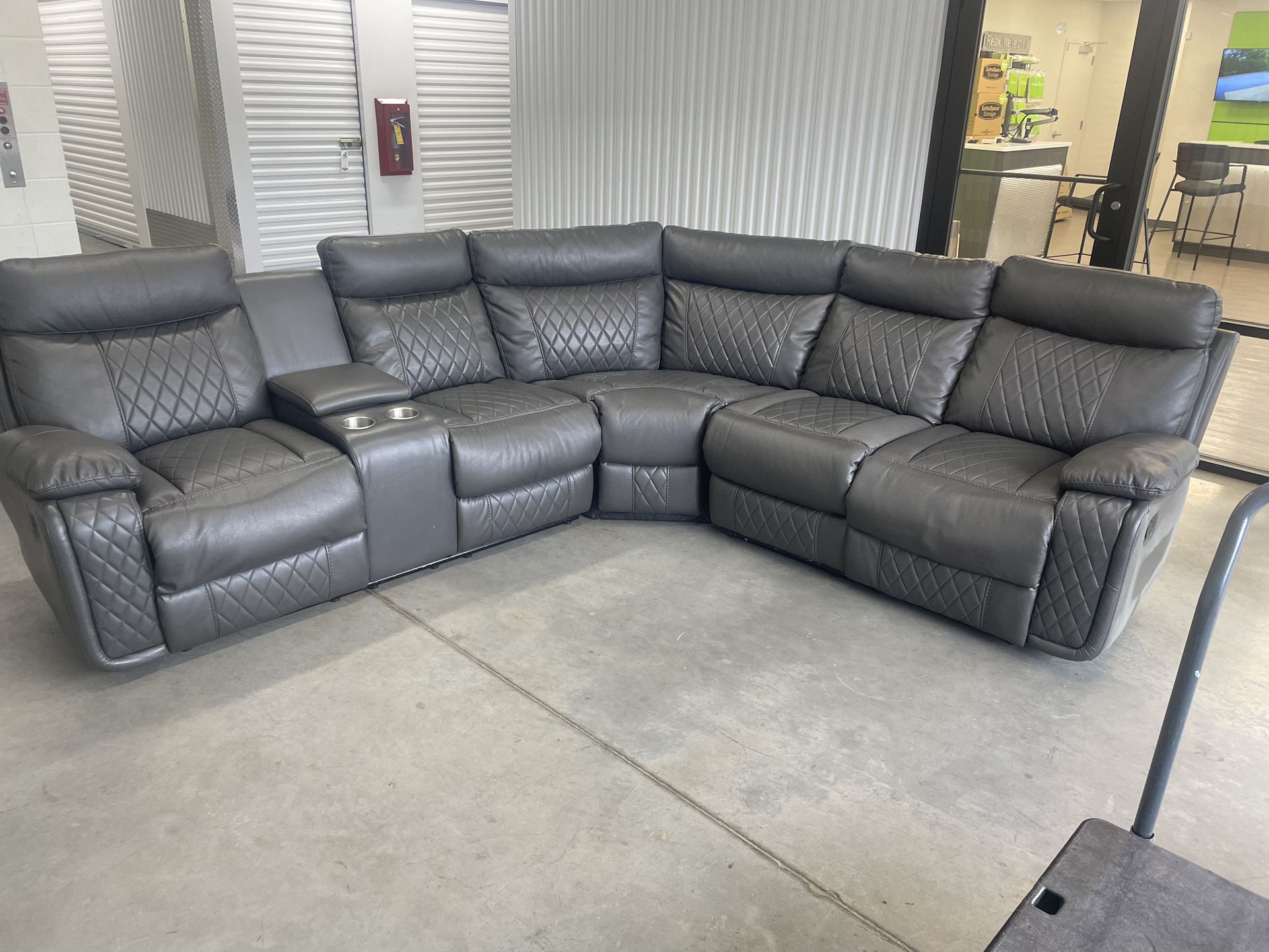 6 seater Faux Leather Reclining Sectional