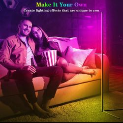 Pair Of Corner Floor Lamps. RGB Color Changing LED Light with APP & Remote Control
