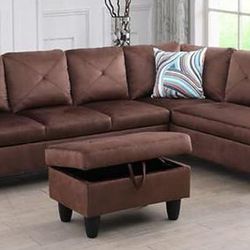 BRAND NEW SECTIONAL COUCH WITH STORAGE OTTOMAN