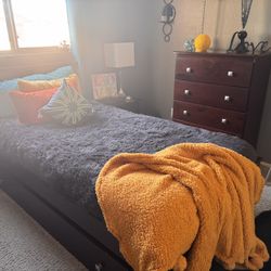 Twin Bed with Pull Out Bed,  2 Matresses And Dresser 
