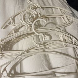 13 White Non-Slip Hangers with Hooks | Like New