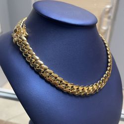 🥇🔥 12MM MIAMI CUBAN LINK 18” ⛓️✨ GOLD OVER SILVER CHAIN