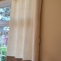 Brown/cream white Drapery Panel grommet Curtain linen fabric boho MCM