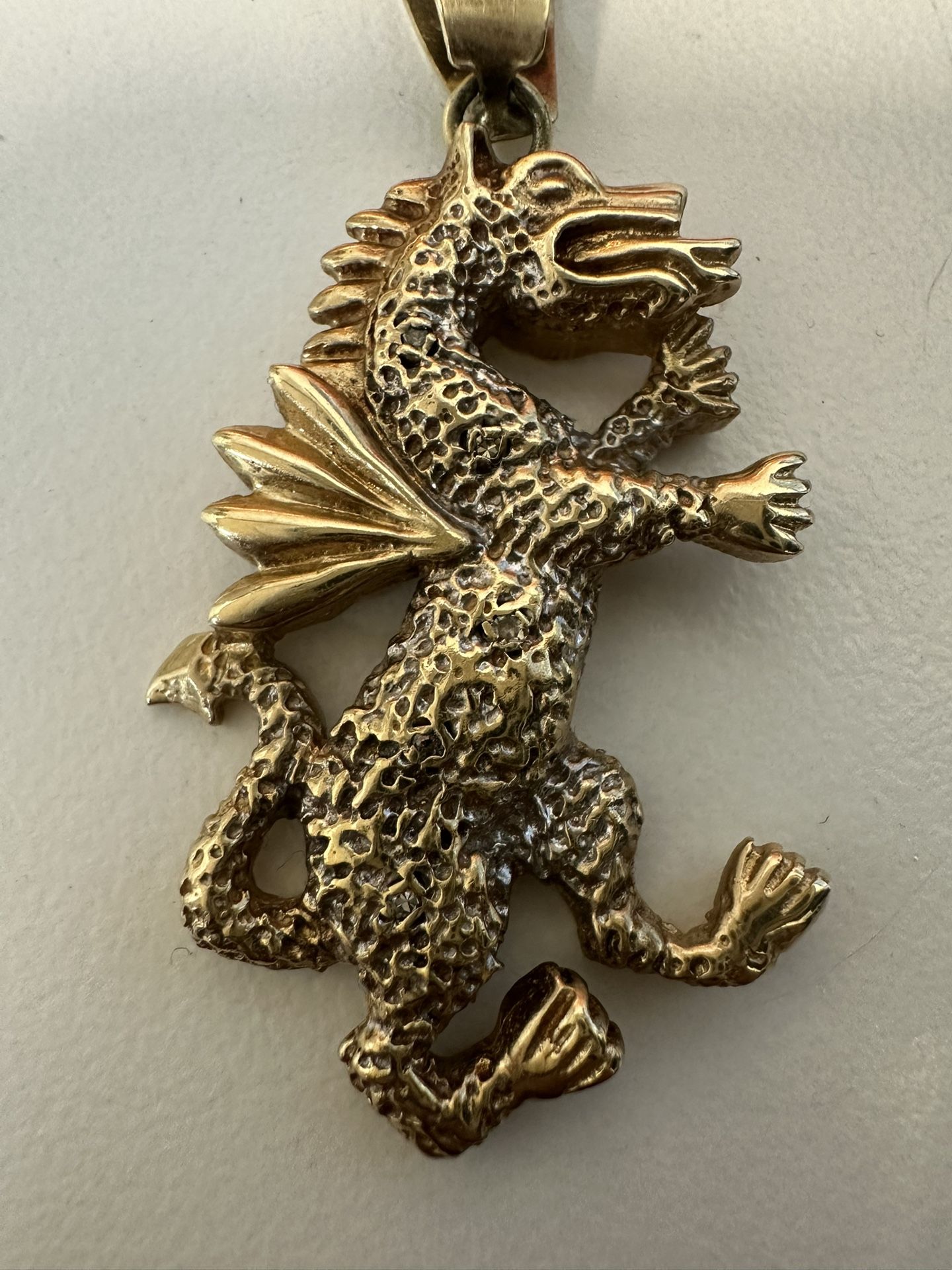 Vintage 10k Dragon Pendant Solid