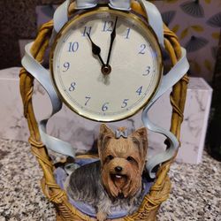 Blue Ribbon Yorkie Table Clock Danbury
