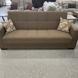 Brown Sofa Bed  With Storage 