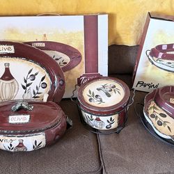 Taste of Tuscany Olive/Vino - Parini Serving Platter Set