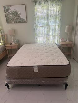 Full size mattress with bed frame and stand