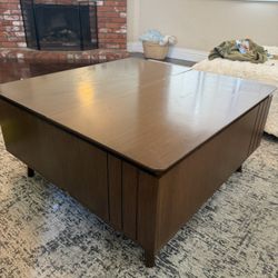 Brown Wooden Coffee Table With Storage 