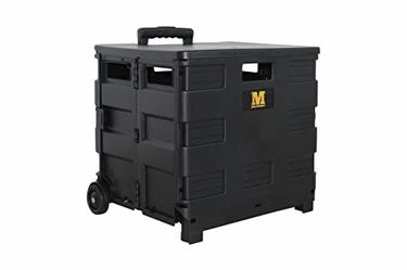 MaxWorks 50830 Collapsible Black Rolling Folding Dolly Cart for Teachers - Multi-Functional Teacher Dolly with Extra Storage Durable Wheels and Easy