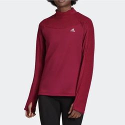 Adidas Womens Xsmall Pullover Own The Run Warm Sweatshirt Berry FS9840 NEW