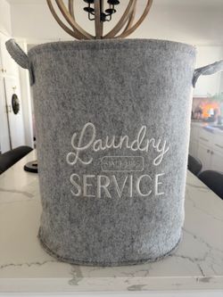 Gray Felt Laundry Hamper with Handles
