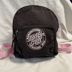 Santa Cruz Mini Skateboard Black Backpack W/ Pink Straps Compact & Stylish 