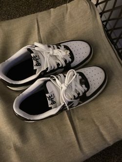 BAPE STA mens low-top shoes black and white