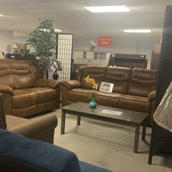 Brown Reclining Sofa And Loveseat 2-pc Set
