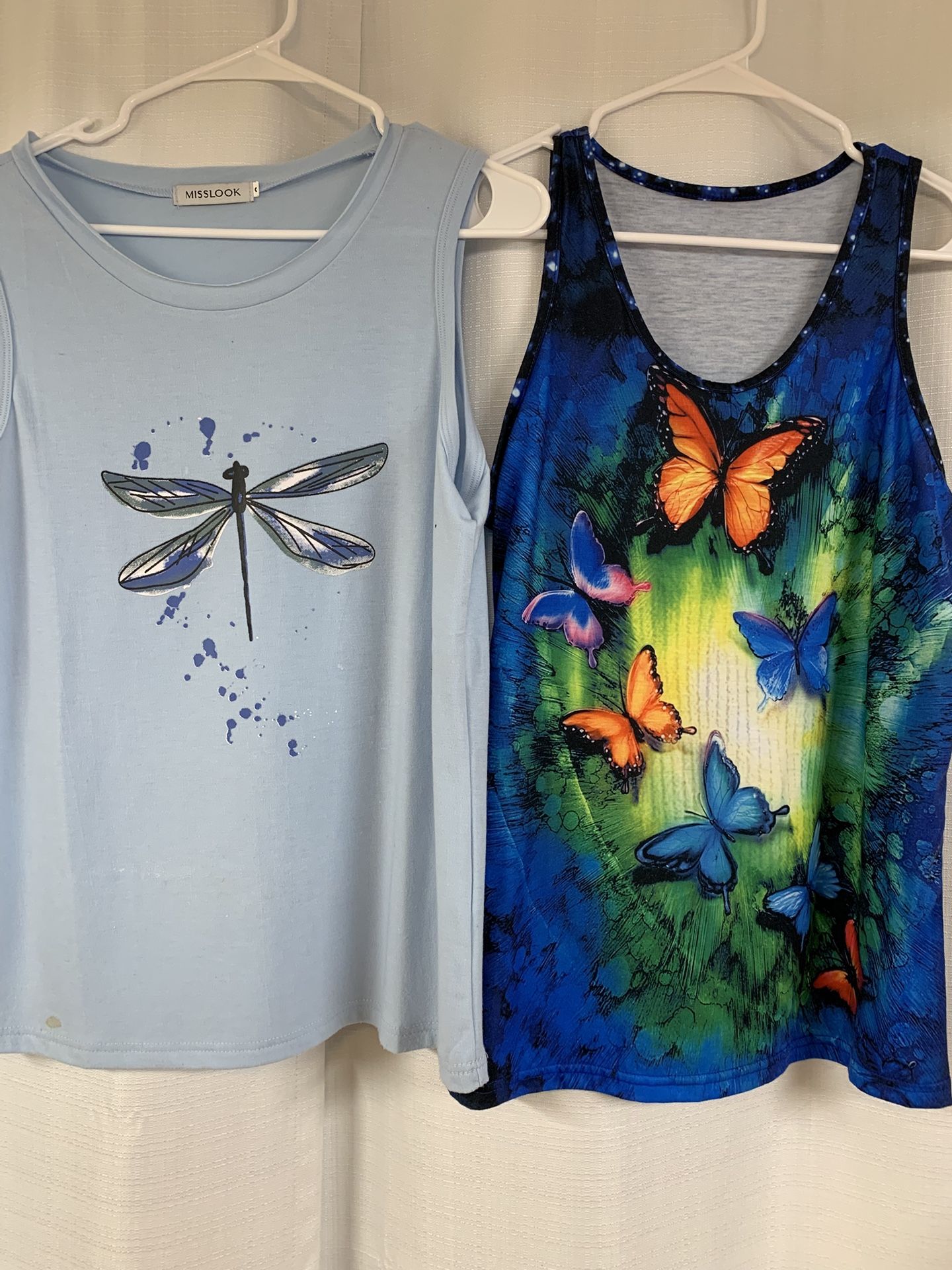Designer Misslook One Light Blue Dragon Fly Tank top, 1 Multicolor Butterfly Tank Top