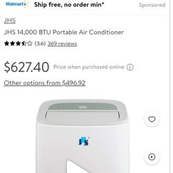 JHS portable AC unit, 1500 Btu