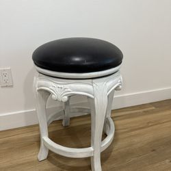 Small White Leather Stool