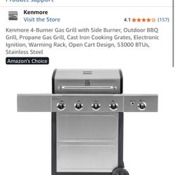 Brand New Never Used  Kenmore 4-Burner Gas Grill with Side Burner