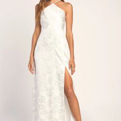 Lulus Ivory Halter Maxi Dress 