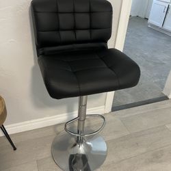 Black Faux Leather Bar Stool 