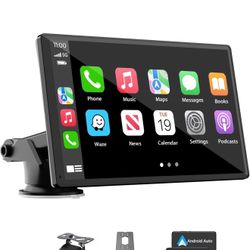 Portable Wireless Carplay Car Stereo, 7" HD Touchscreen for Car with Apple CarPlay & Android Auto with Backup Camera/Mirror Link/Voice Control/Bluetoo