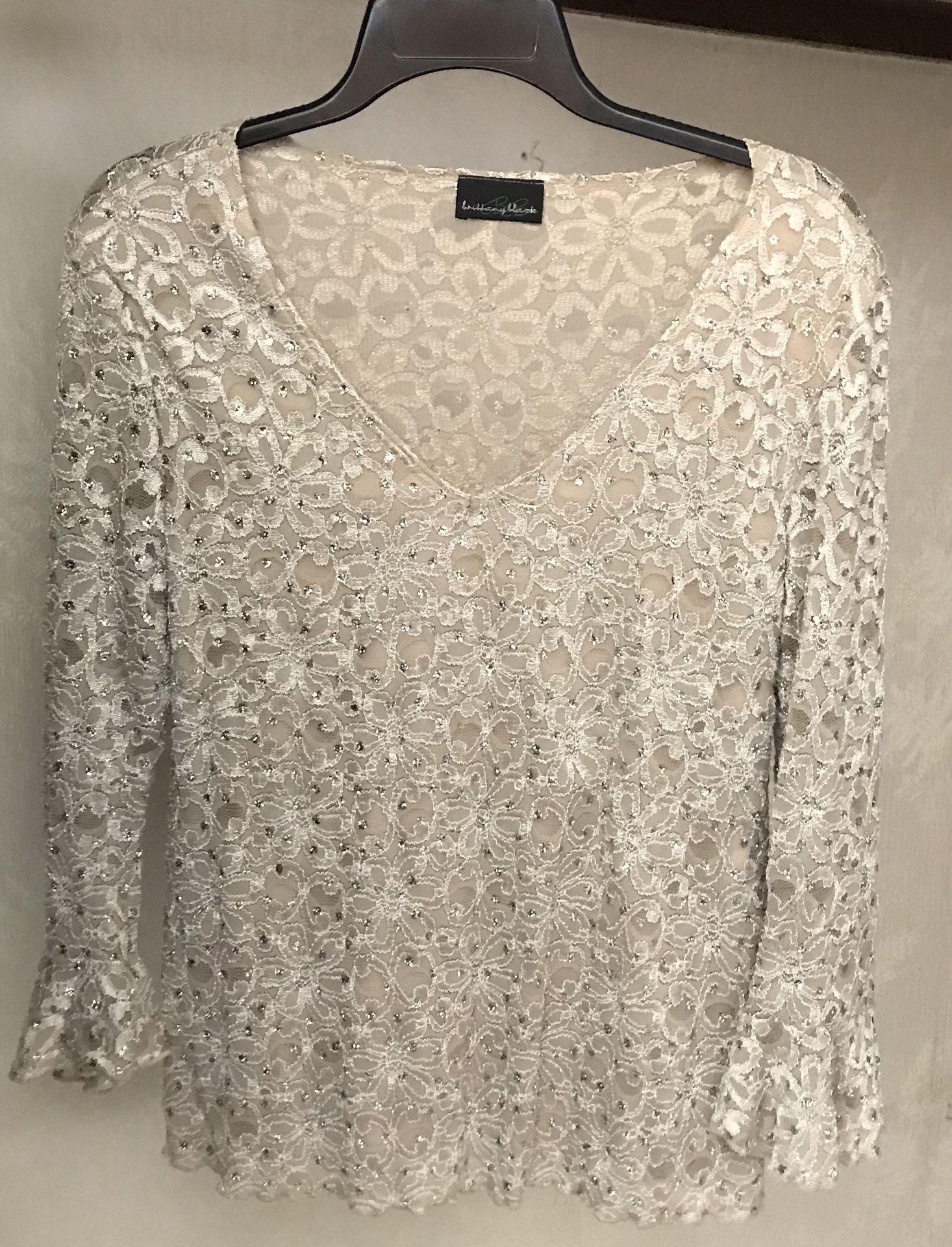 Blouse (Beige, Rhinestones)