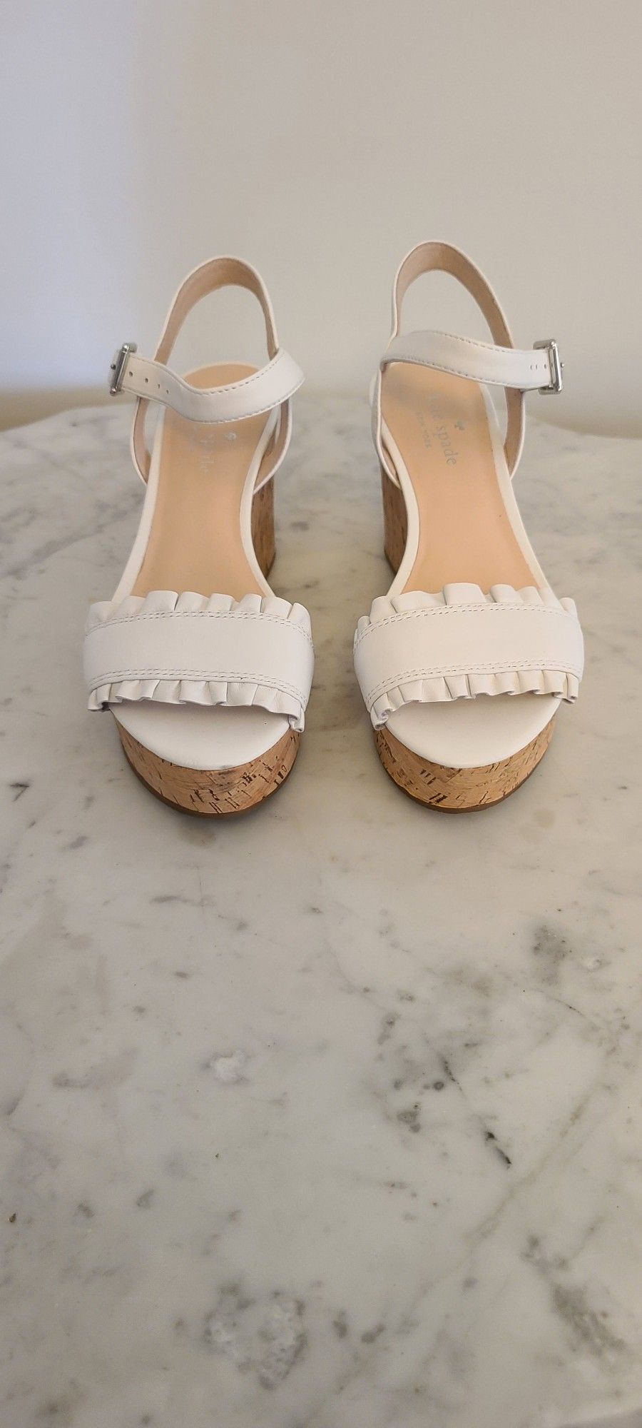 Kate Spade White Leather Wedge Sandals
