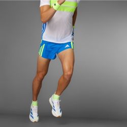 Adidas Adizero Retro 3" Split Running Shorts Mens Blue Yellow Size XS JD7312 NEW