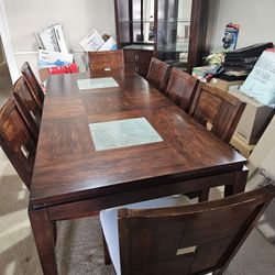 Dining Room Set, Table, 8 Chairs And China Cabinet