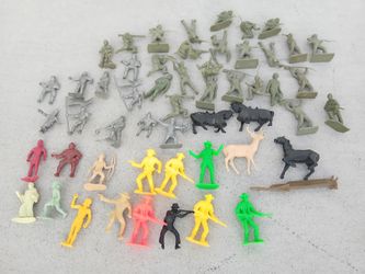 1960s Vintage Toy Soldiers, Cowboys, and Indians Collection 54pc. 