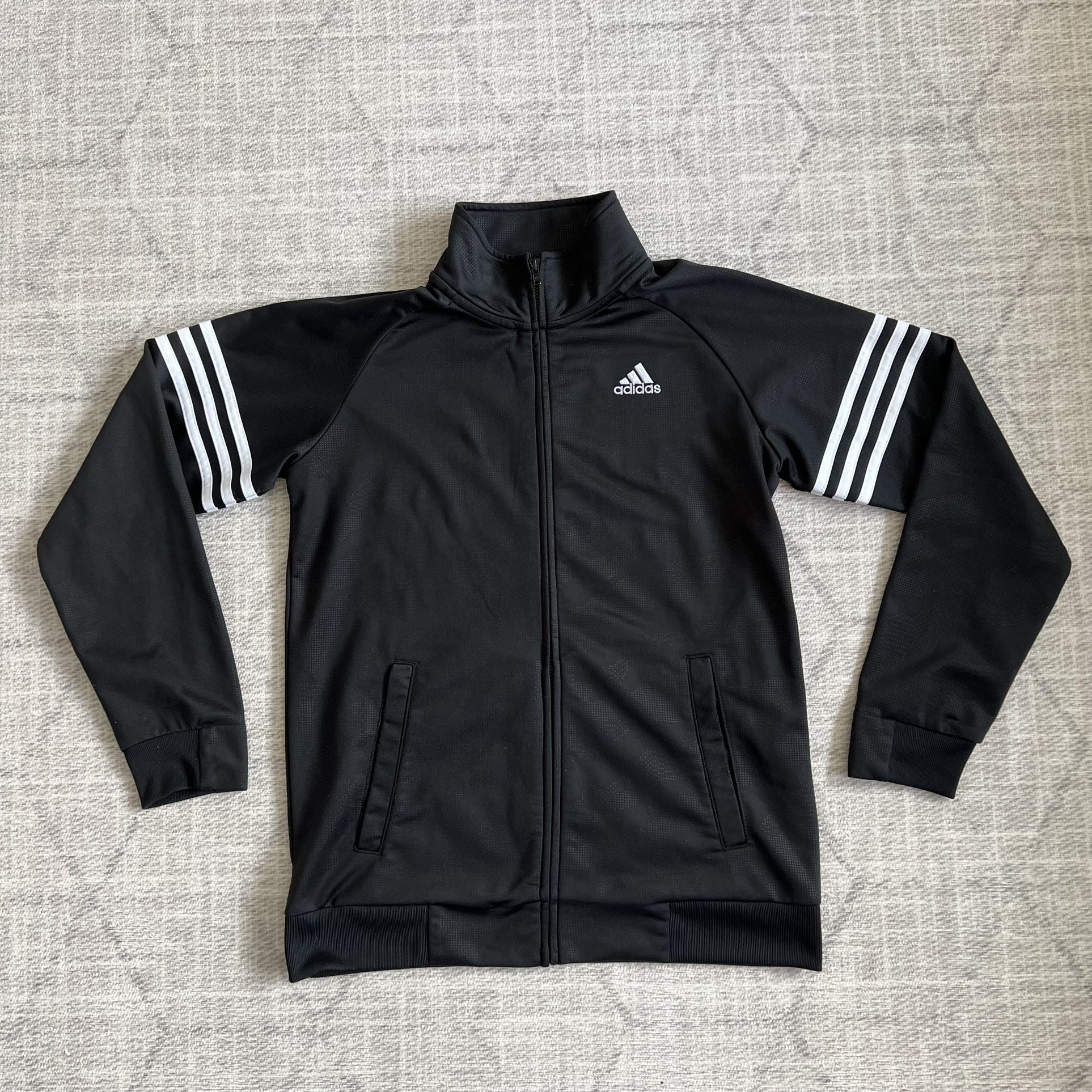 Adidas Youth Athletic Gym Soccer Black Zip Up Jacket