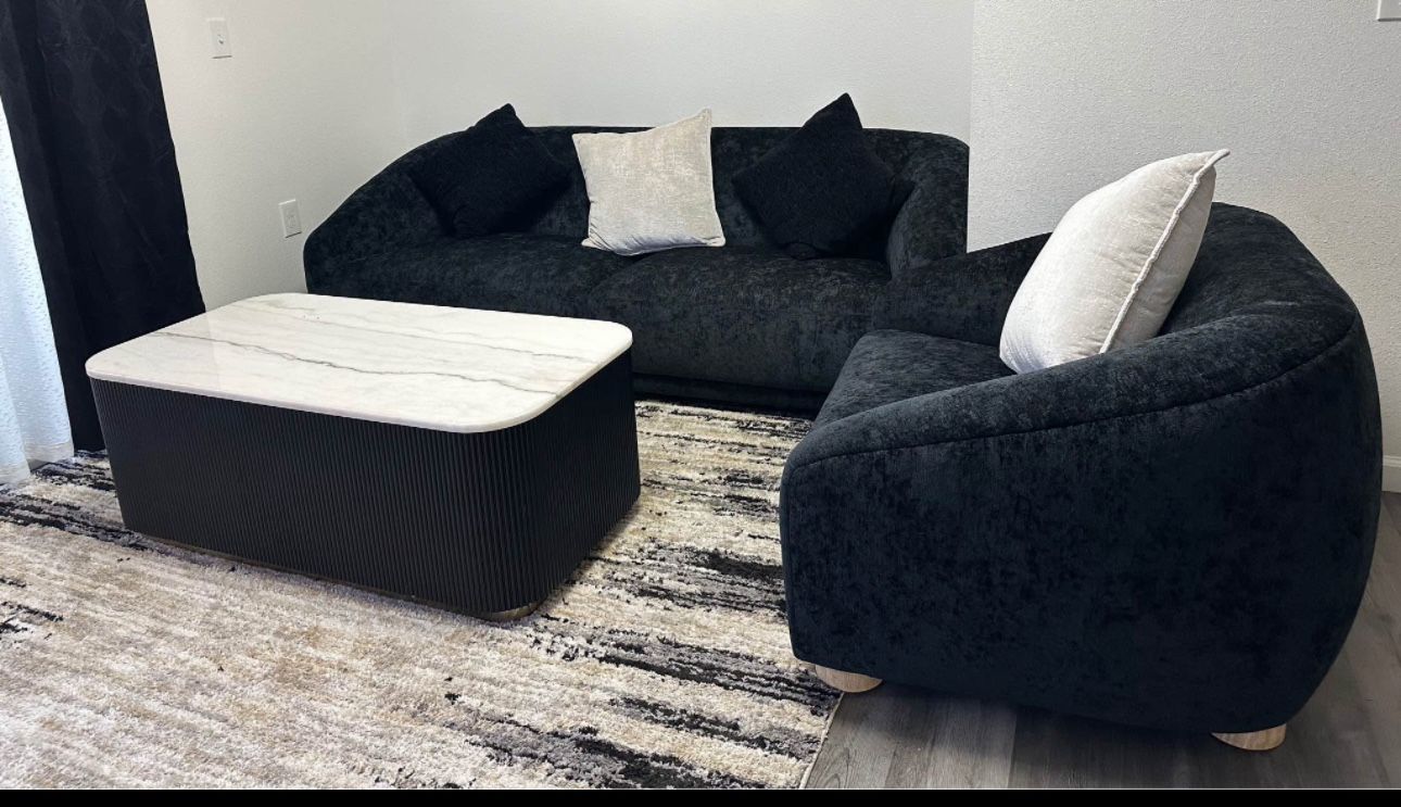 Jet black luxury couches