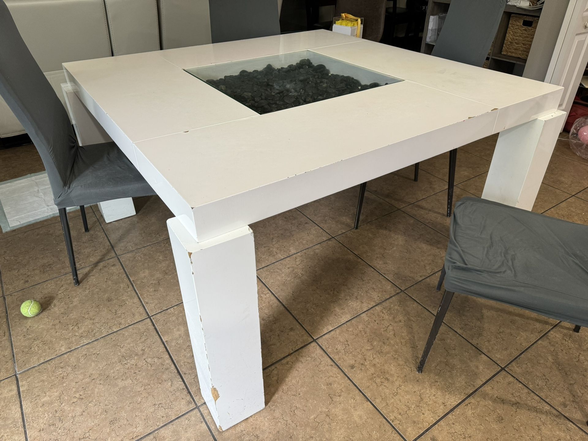 White Dining Table Set with chairs and benches.