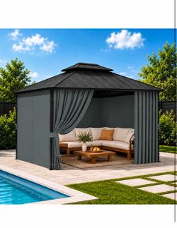 Gazebo Privacy Curtains 10' x 12' Replacement Panels – Waterproof & Windproof 4 Zippered Sidewalls for Patio Canopy, Outdoor Garden or Backyard Gazebo