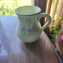 VINTAGE FARMHOUSE STYLE POTTERY PITCHER MADE IN ITALY GREEN BROWN STONEWARE

