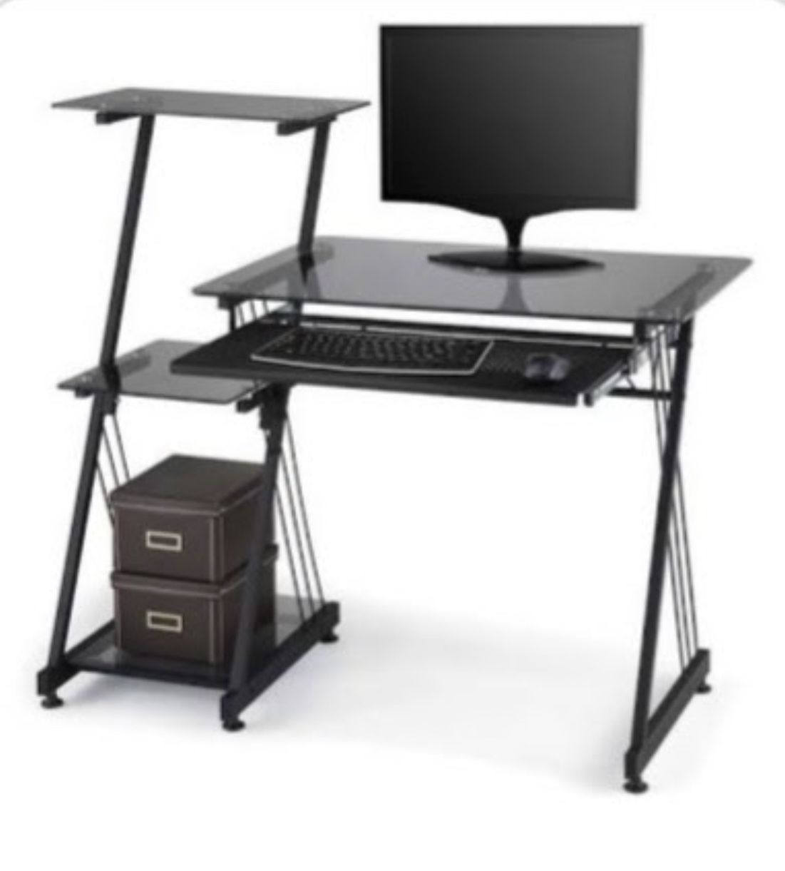 Brenton Studio® Limble 46"W Glass Computer Desk, Black