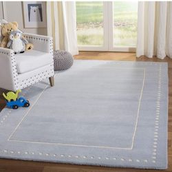 Baby blue wool rug