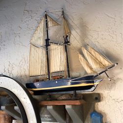 Wood Boat Model Decor Nautical Coastal
