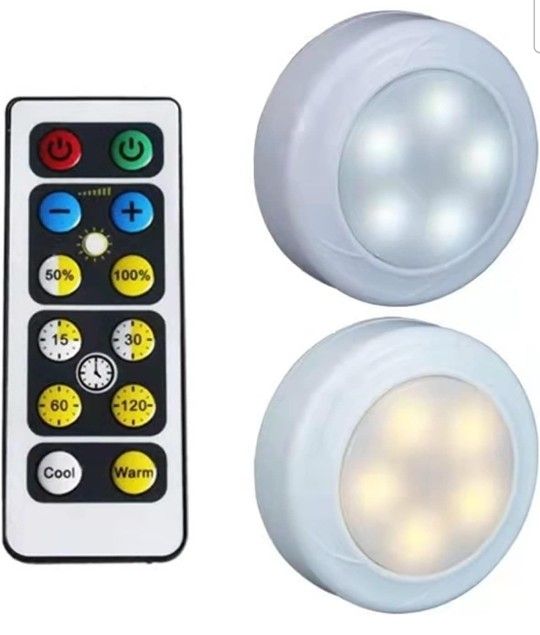 KEFA 2 Packs Battery Operated Light Bulbs No Electricity for Lamps,AA Battery Light Bulb with Remote Control,Battery Powered LED Puck Lights with E26