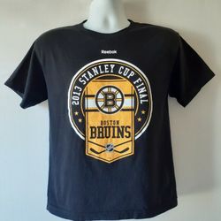 Reebok Boston Bruins 2013 Stanley Cup finals boy's black t-shirt size L