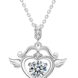 S925 Sterling Silver Moissanite Heart Necklace Gift for Wife or Girlfriend Elegant Silver Heart Necklace Ideal for Anniversaries Birthdays or Special 