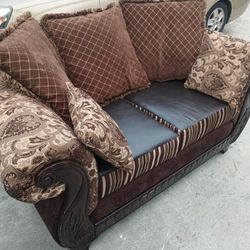 Furniture of America Lozano Faux Leather 2 Seater Sofa in Dark Brown