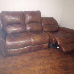 Leather Electric Three Seater Couch Works Is Clean Hardly Used