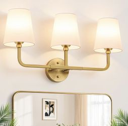 Lamp For Bathroom With 3 Gold Lights 