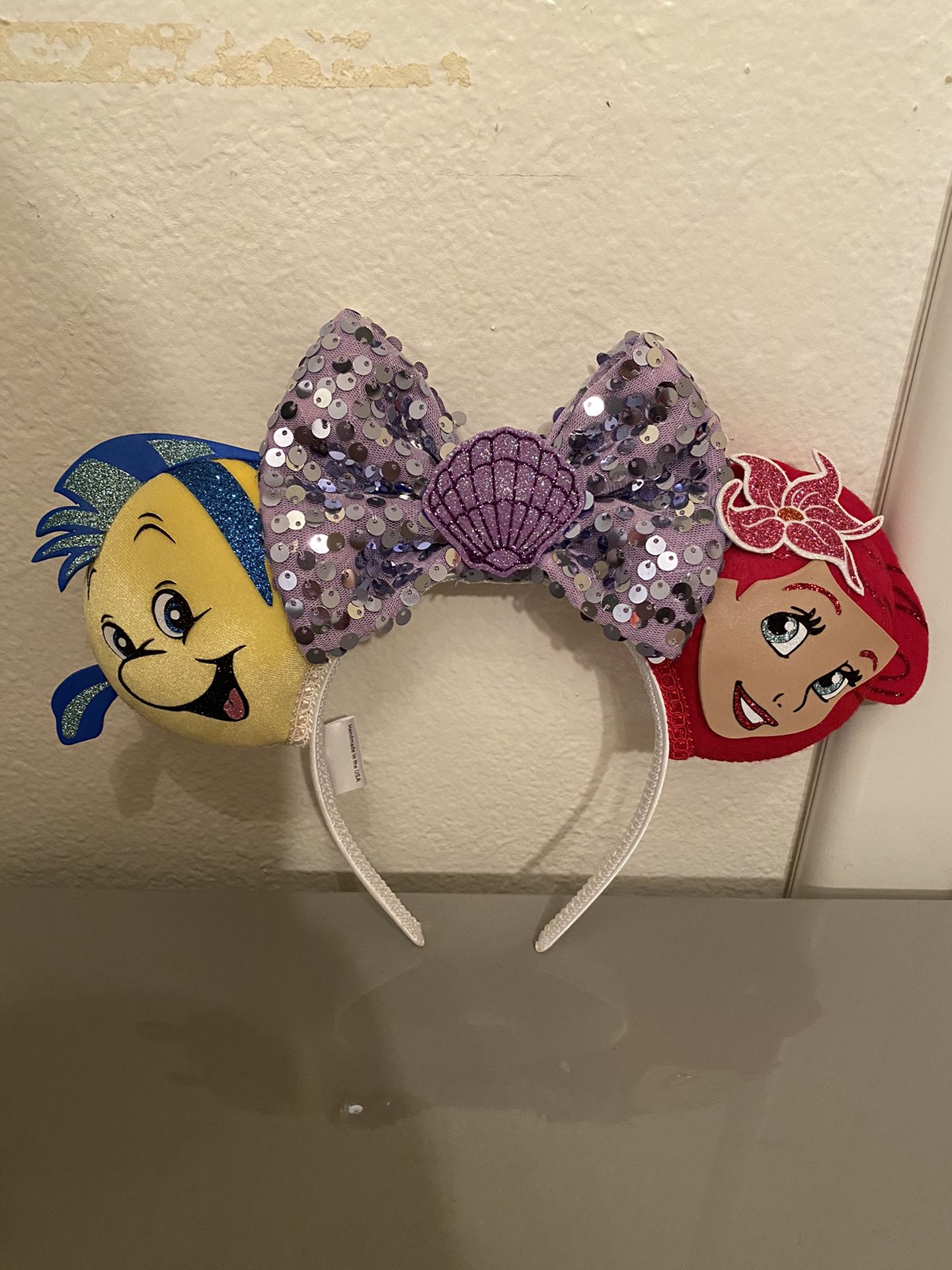 Disney The Little Mermaid Ariel And Flounder Hand Made Custom Mickey Mouse Ears