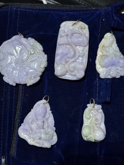 Vintage hand carved jade pendants